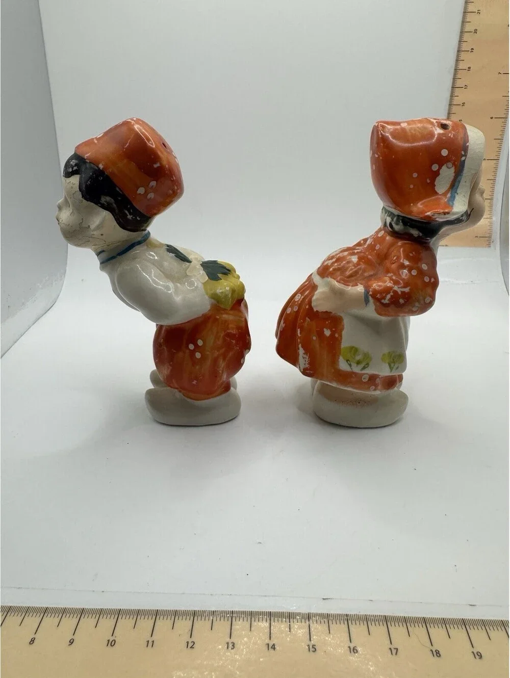 Vintage Salt and Pepper Shakers ~ Kissing Dutch Boy and Girl ~ Japan - Red
